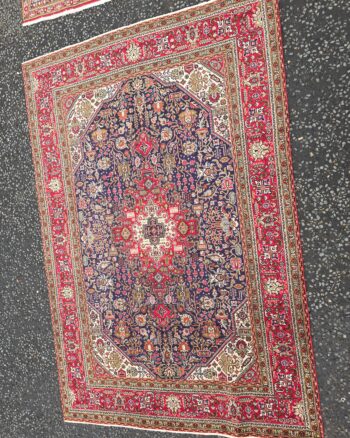 Deep Blue Ground Persian Tabriz Carpet with Geometric Design – JRJ24
