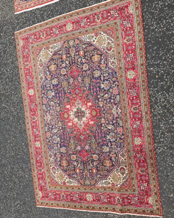 Deep Blue Ground Persian Tabriz Carpet with Geometric Design – JRJ24