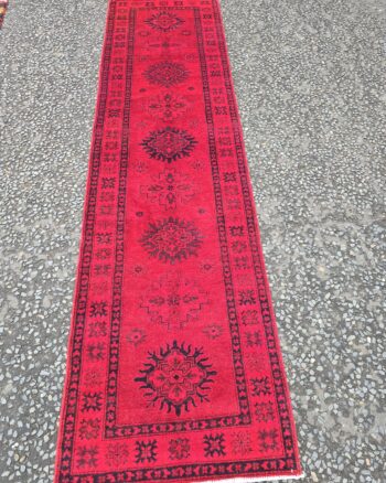 Afghan Wool Runner Rug with Floral Medallion Pattern – JRJ32