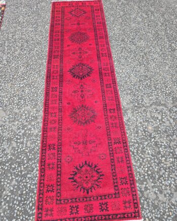 Afghan Wool Runner Rug with Floral Medallion Pattern – JRJ32