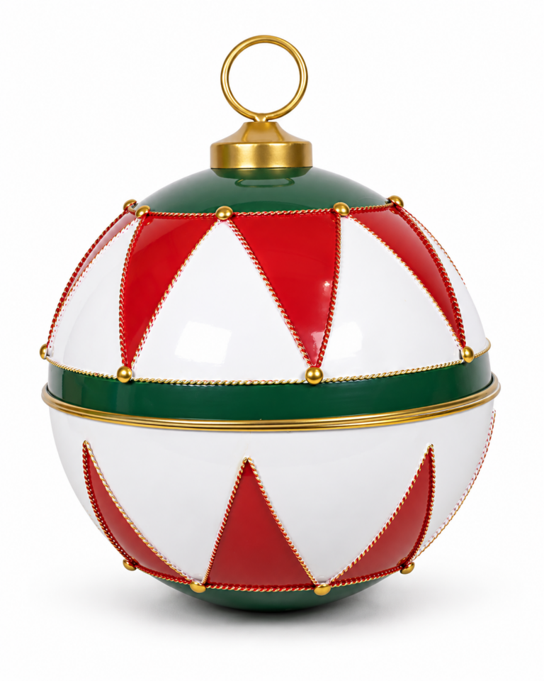 Red & White Metal Christmas Storage Bauble – 50cm