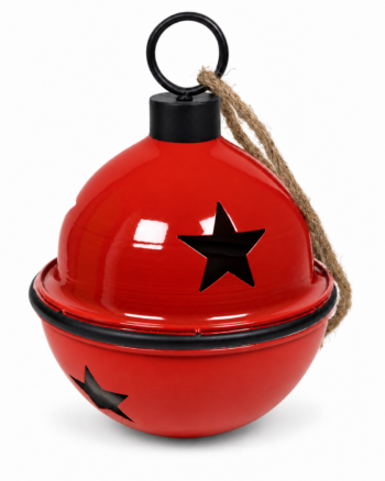 Red Light-Up Metal Christmas Bauble Lantern – 30cm