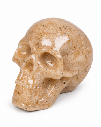 Cream and Brown Stone-Effect Resin Skull Ornament