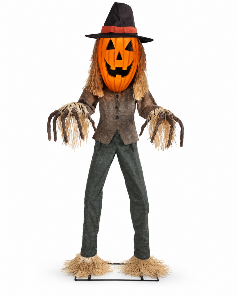 Animated Pumpkin Scarecrow Halloween Prop – 2.15m Tall