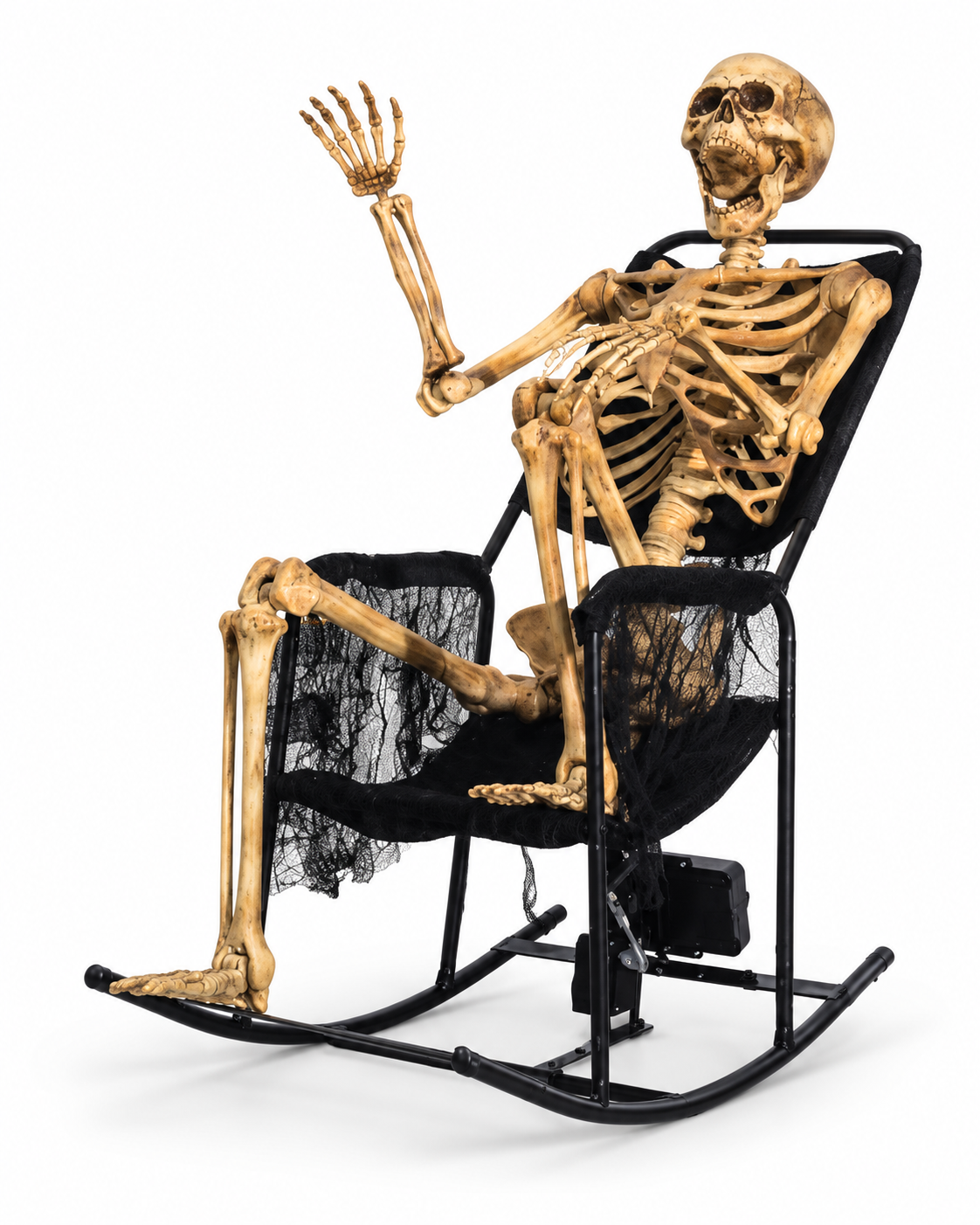 Animated Halloween Prop Skeleton in Rocking Chair with Sound