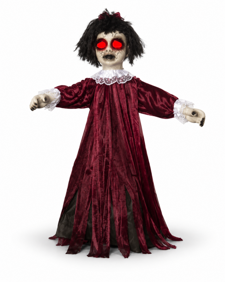 Animated Halloween Doll with Red Glowing Eyes