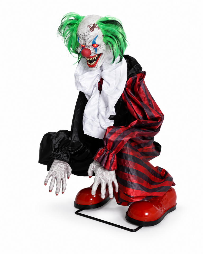 Animated Crouching Clown Halloween Animatronic Prop