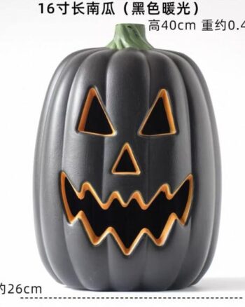 Black LED Jack-O-Lantern Pumpkin Decoration – 40cm