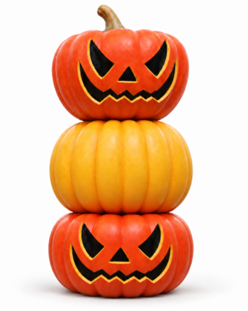 Halloween Stacked Pumpkin Decoration with Carved Faces