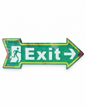 Vintage Style Green Enamel Exit Sign with Arrow