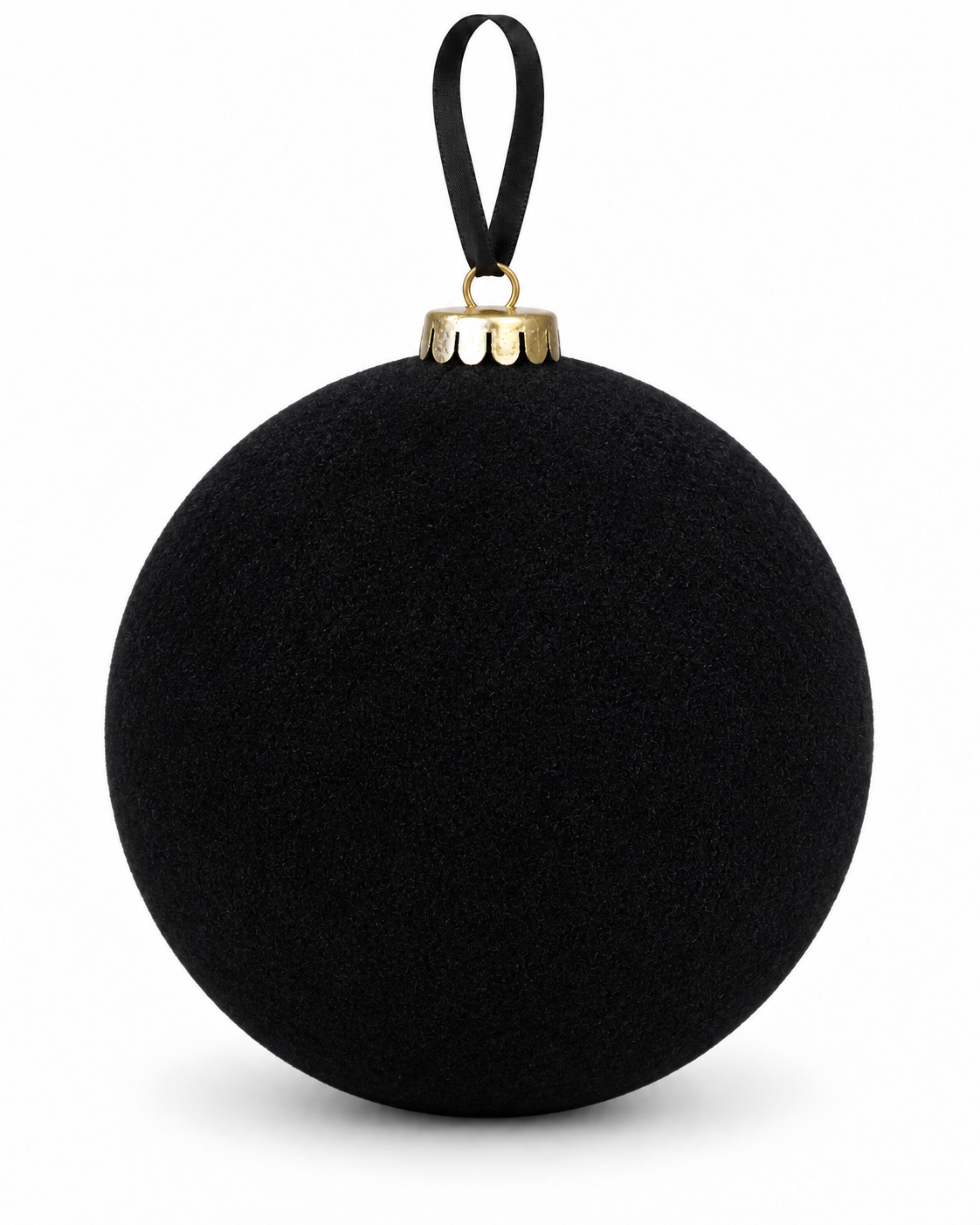 Black Flocked Christmas Bauble – 15cm