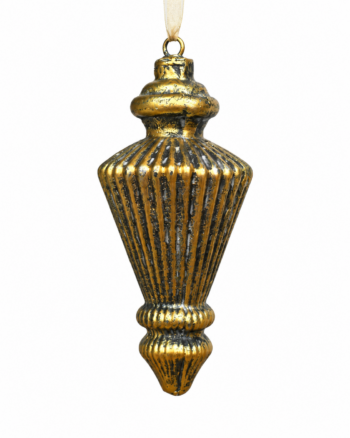 Ribbed Gold Christmas Finial Ornament – 14cm
