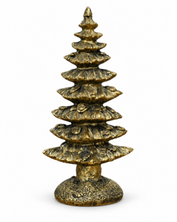Mini Gold Christmas Tree Ornament with Aged Finish – 19cm