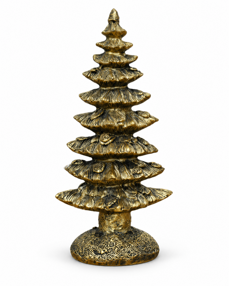 Mini Gold Christmas Tree Ornament with Aged Finish – 19cm