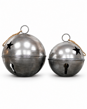 Large Silver Christmas Jingle Bells – Set of 2