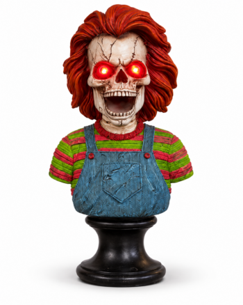 Halloween Light Up Skeleton Bust with Red Glowing Eyes
