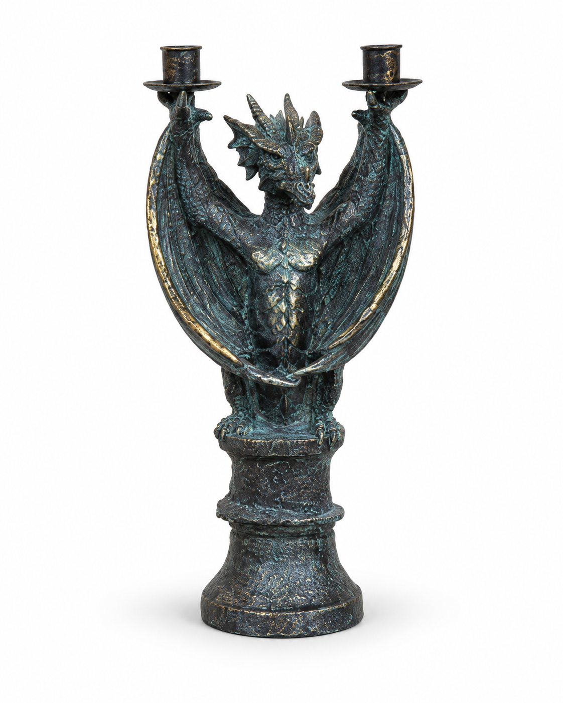 Gothic Dragon Twin Candle Holder