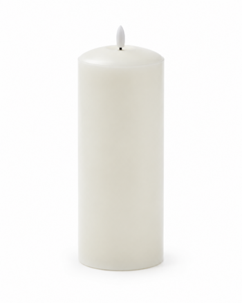 Ivory LED Wax Pillar Candle with 3D Flame – 10cm x 25cm