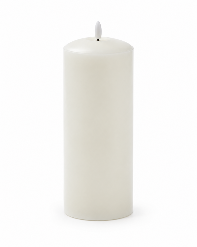 Ivory LED Wax Pillar Candle with 3D Flame – 10cm x 25cm