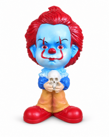 Big Head Clown Figurine Holding Skull – 21cm