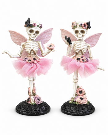 Ballet Skeleton Fairy Figurines – Pair, 17cm Tall