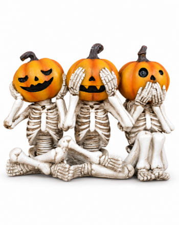 Three Wise Pumpkin Skeleton Ornament – 18cm Wide