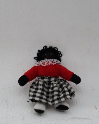 Small Fabric Golly Doll with Gingham Skirt and Red Top