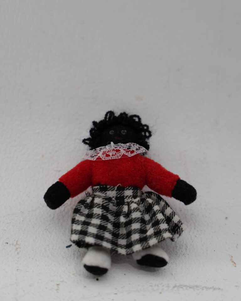 Small Fabric Golly Doll with Gingham Skirt and Red Top