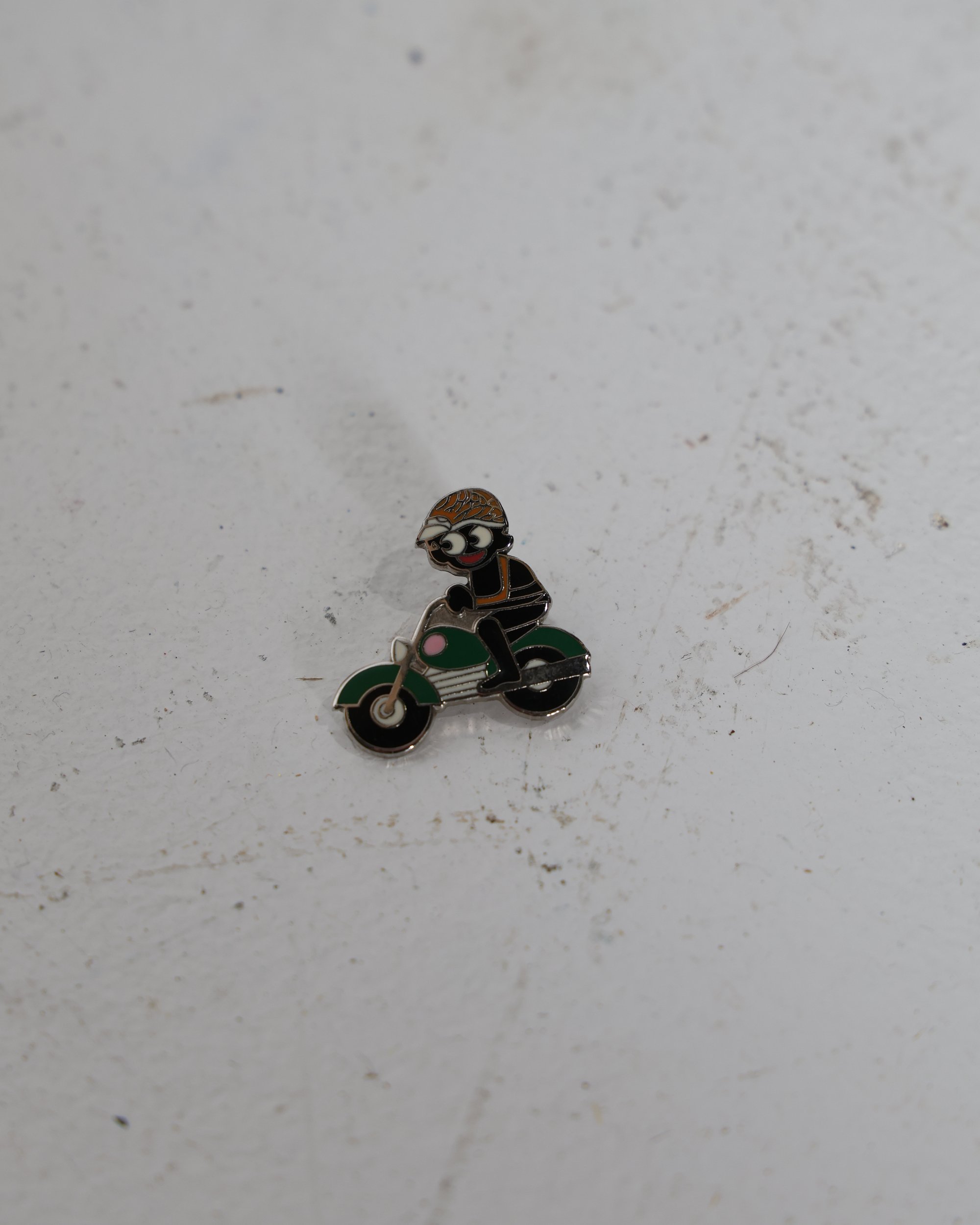 Vintage Enamel Robertson Golly Motorcycle Rider Badge