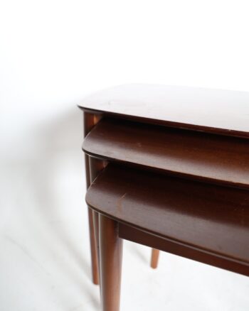 Mid Century Style Nest of Three Wooden Tables with Tapered Legs