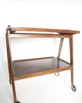 Mid Century Style Wooden Drinks Trolley with Removable Tray