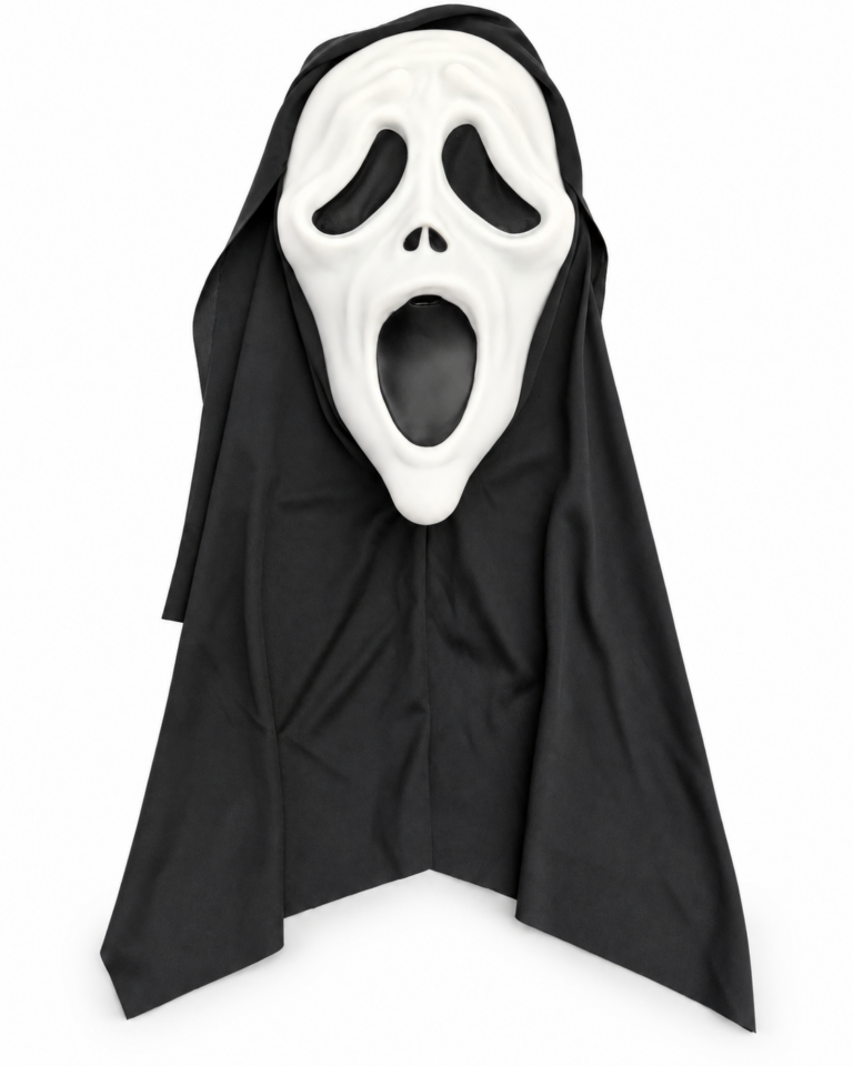 Scary Movie Killer Spoof Mask with Black Shroud