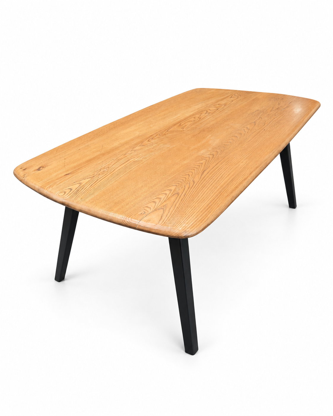 Ercol Mis Century coffee table with light top and black legs
