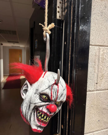Severed Clown Head with Hook Halloween Prop