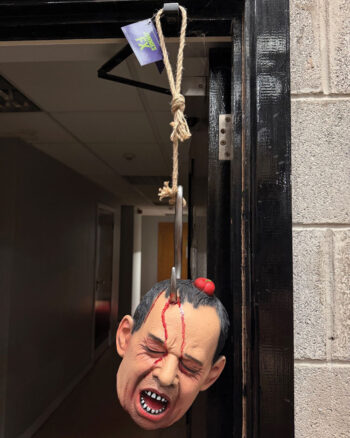 Severed Head with Hook Halloween Prop