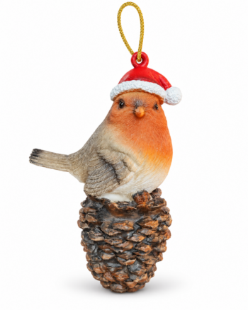 Robin on Pinecone Christmas Bauble – 13cm