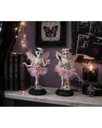 Ballet Skeleton Fairy Figurines – Pair, 17cm Tall