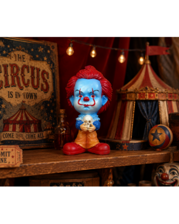 Big Head Clown Figurine Holding Skull – 21cm