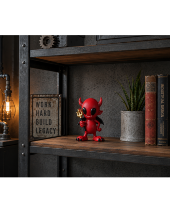 Little Red Devil Figurine with Gold Trident – 13cm