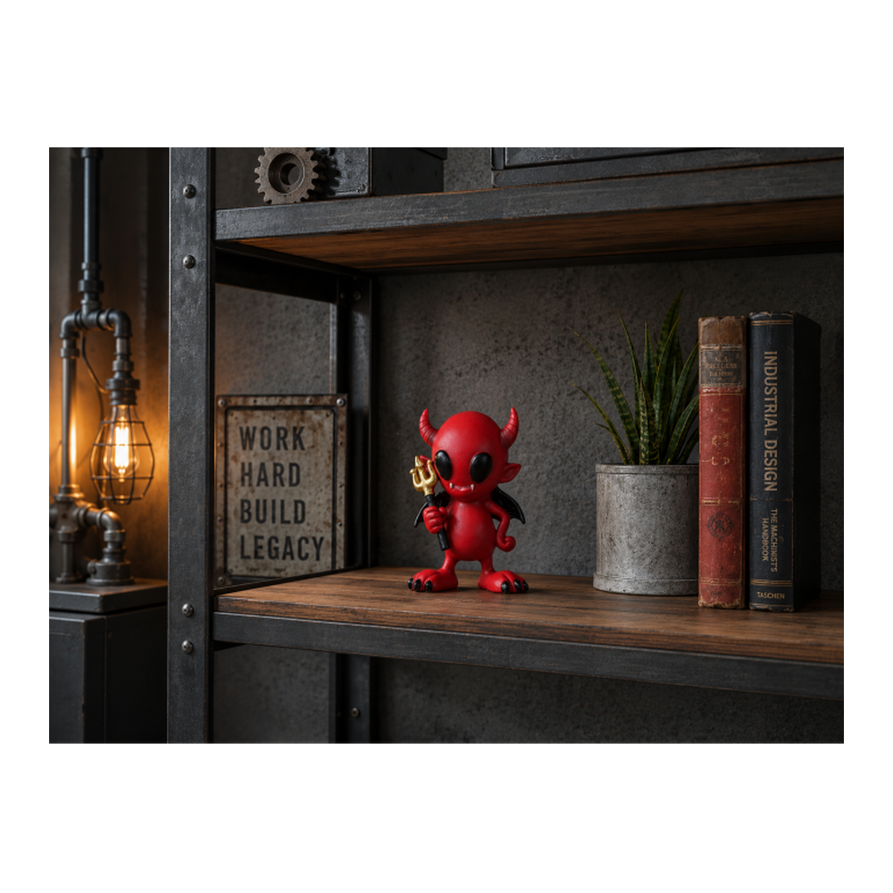 Little Red Devil Figurine with Gold Trident – 13cm | OTSE