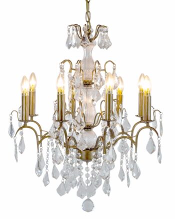Large Gold Finish 8-Branch French Chandelier