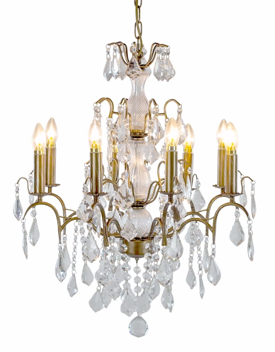 Large Gold Finish 8-Branch French Chandelier