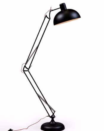 Extra Large Desk-Style Floor Lamp – Matt Black with Red Flex