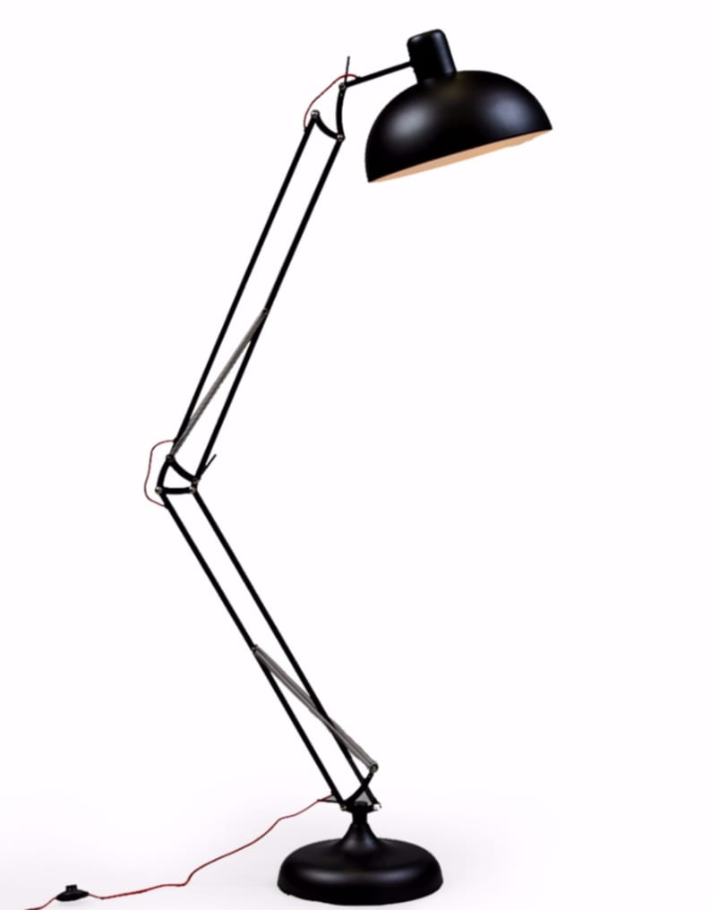Extra Large Desk-Style Floor Lamp – Matt Black with Red Flex