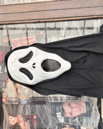 Scary Movie Killer Spoof Mask with Black Shroud